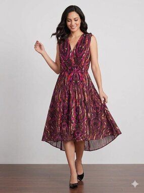 Presley Skye Silk Tiered High-Low Hem Dress Size Medium